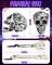 Halloween Decorations Outdoor Skeleton, Realistic Skull 5 Piece Set with 128 LED Lights Graveyard Bone, Glowing Stakes with Limbs for Yard Lawn Garden Party Decor (Orange & Purple)
